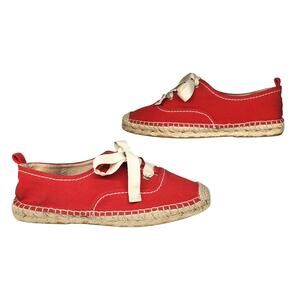 Kate Spade Shoes 8 Red Espadrilles Oxford Slip Ons Sneakers Dressy Comfy Low Top